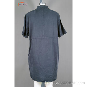 Ladies Kleidungsstück gefärbt Kurzarm-Hemdkleid